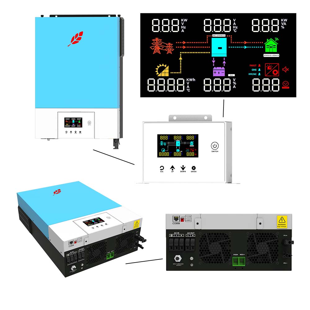 NEXTPOWER AAN/UIT RASTER 6.2kw 48V suiwer sinusgolf hibriede sonkraginverter MPPT 90-450V spanning